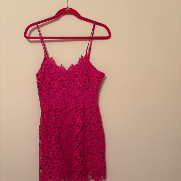 Sale! New Fuchsia Lace Dress w/ Adjustable Straps and Lining  & Back Zipper - Picture 2 of 5